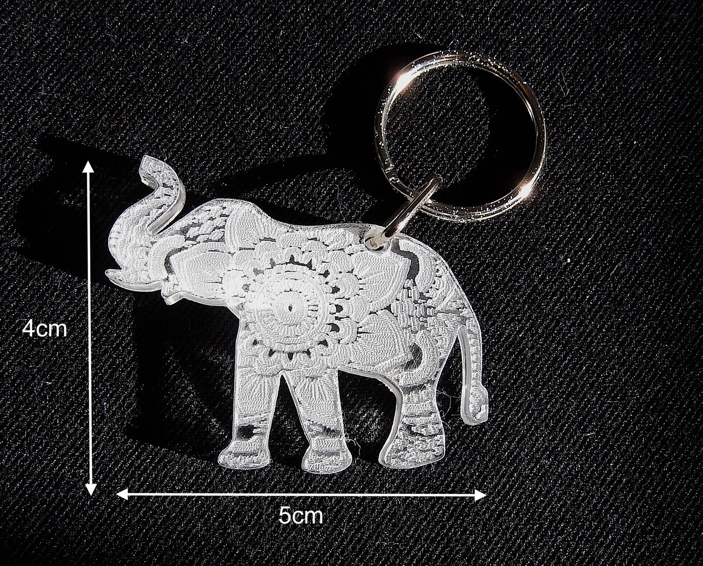 Acrylic Patterned Elephant Keyring