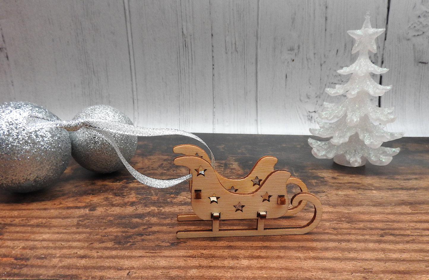 Mini Wood Sleigh Christmas Decoration