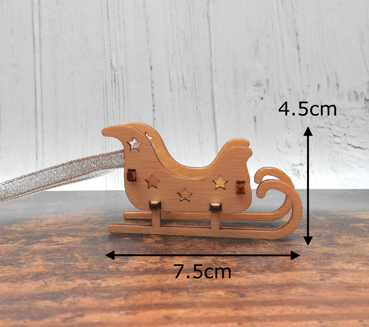 Mini Wood Sleigh Christmas Decoration