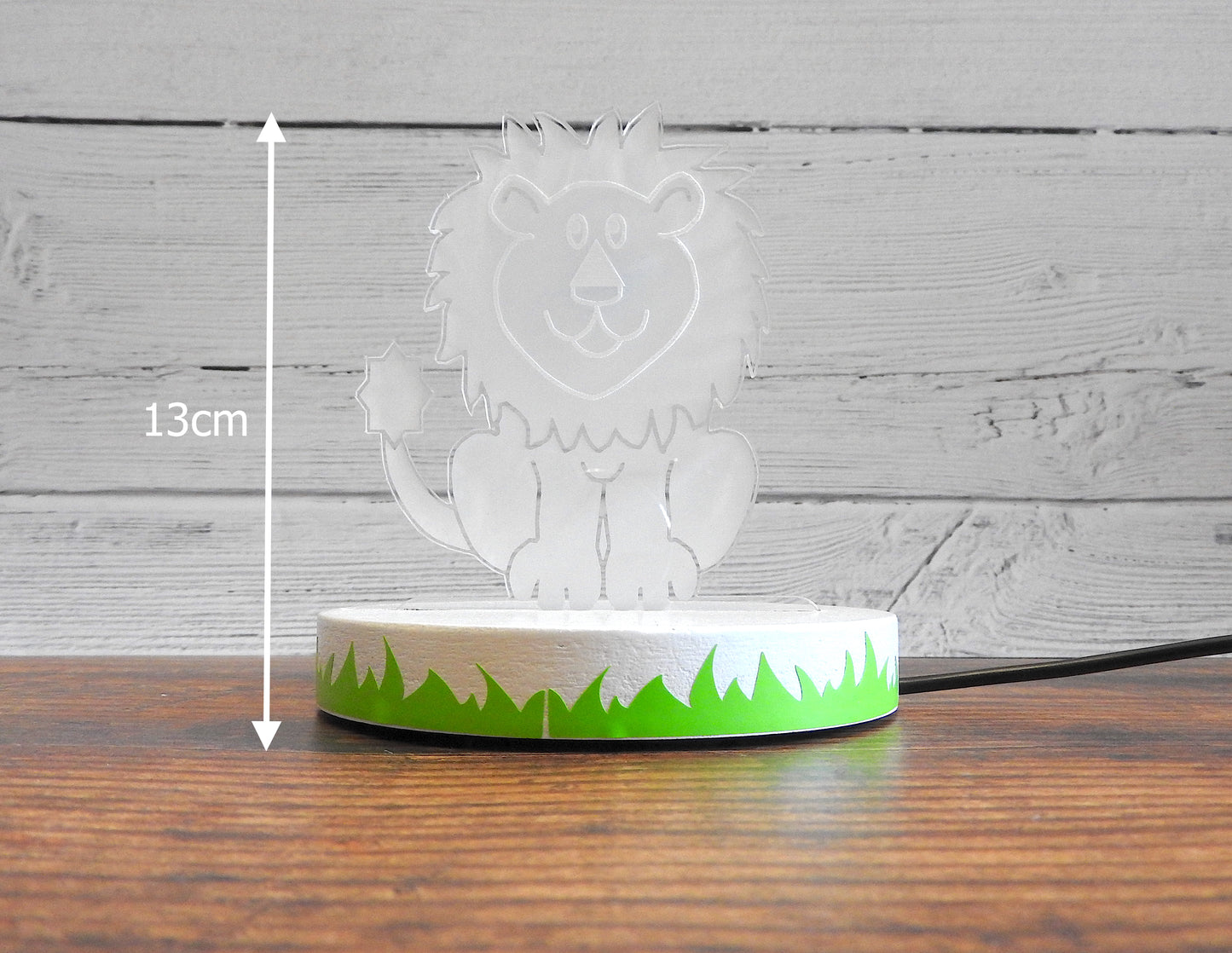 Personalised Lion LED Night Light - Jungle Theme Kids Room Lamp