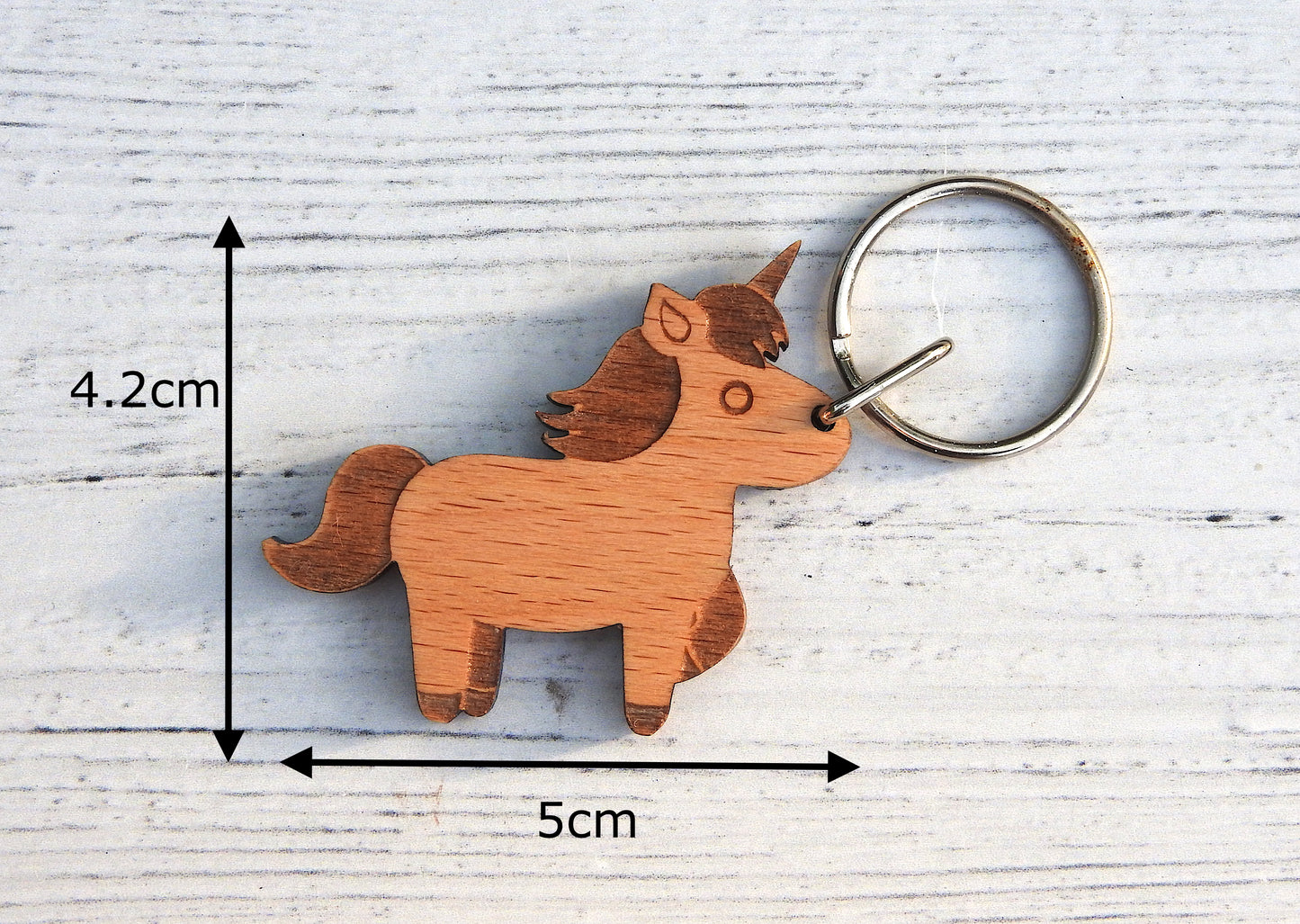 Wood Unicorn Keyring
