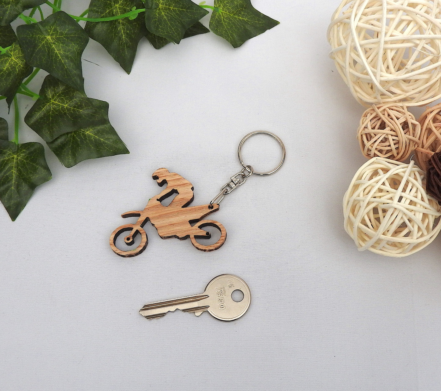 Wood Motorcycle Keyring