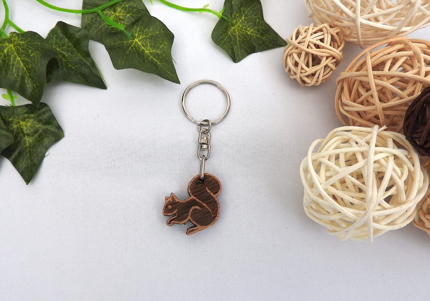 Wood Squirrel Keyring