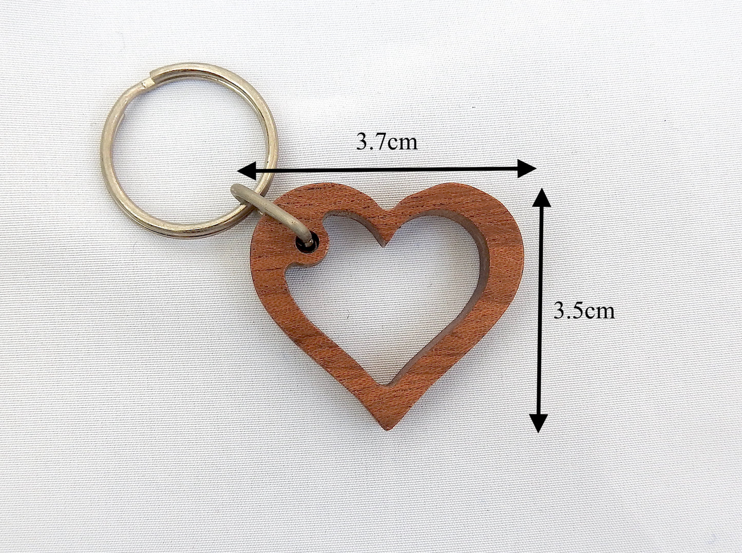 Wood Open Heart Keyring