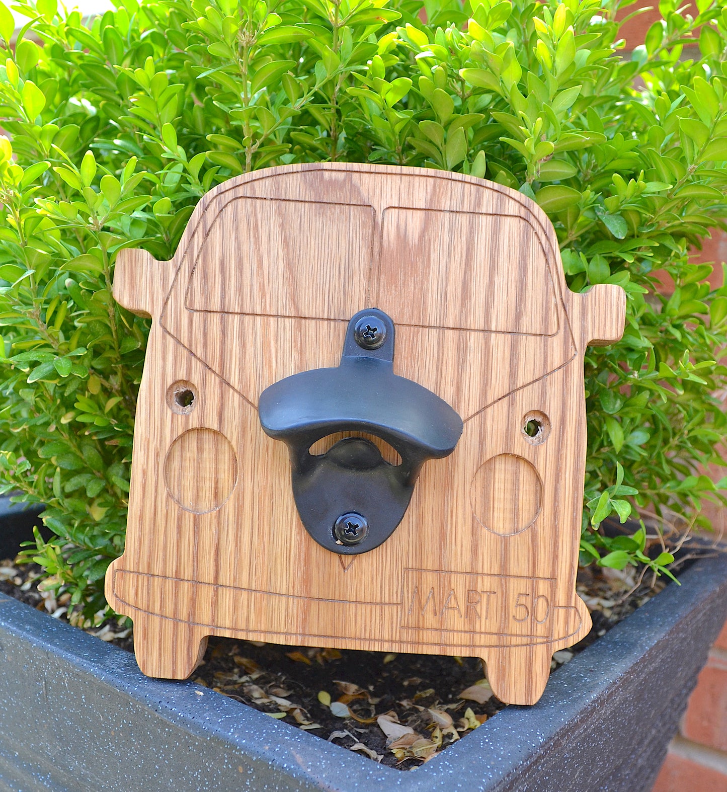 Personalised Oak Camper Van Bottle Opener