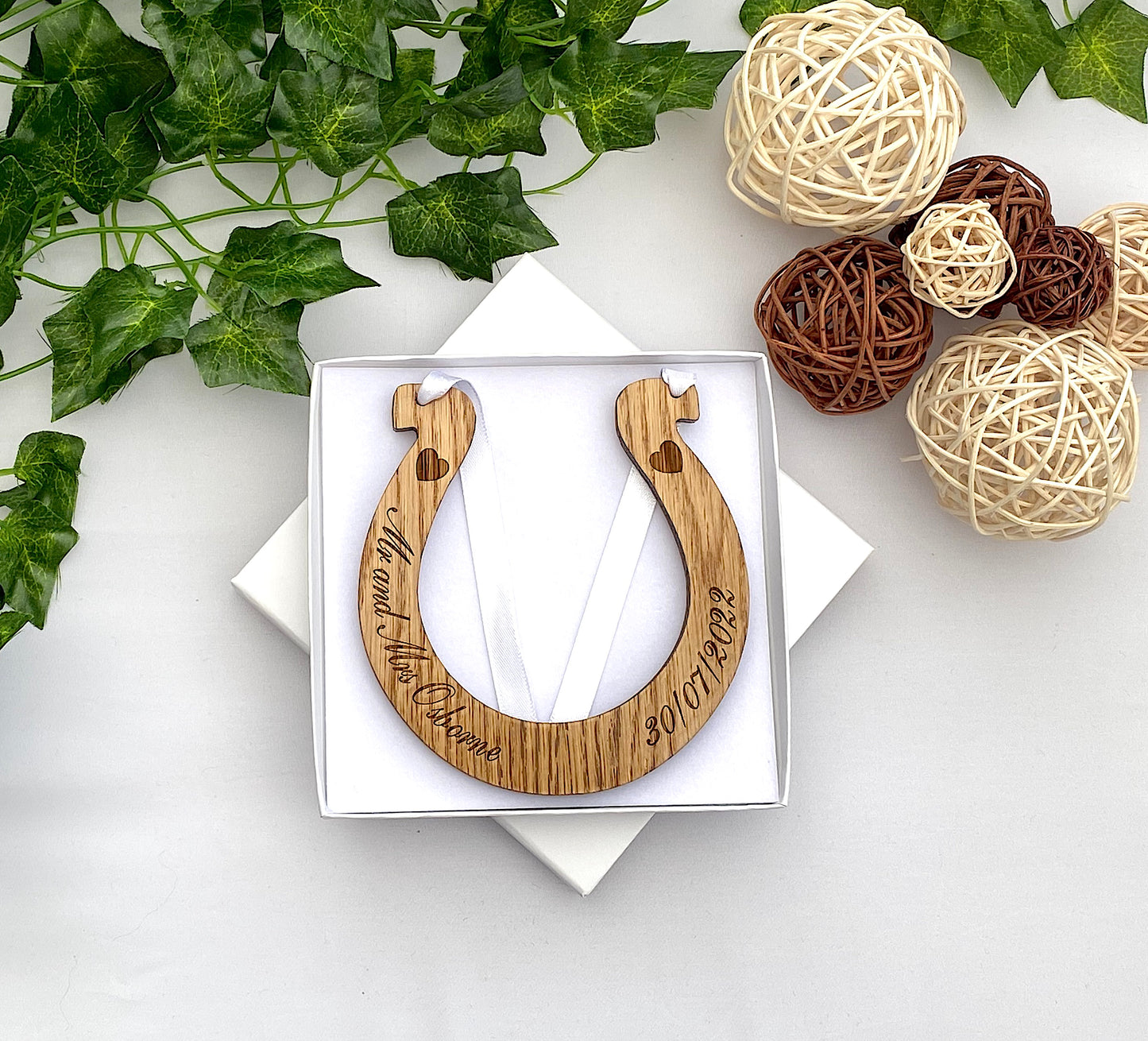 Personalised Wood Wedding Horseshoe