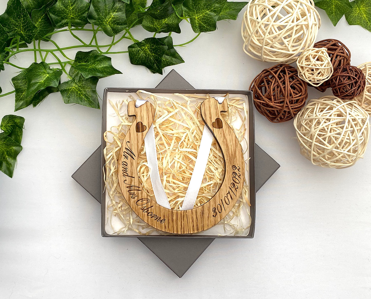Personalised Wood Wedding Horseshoe