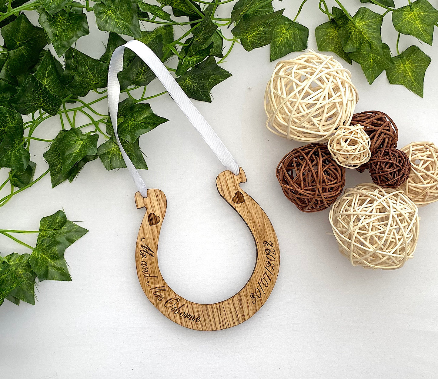 Personalised Wood Wedding Horseshoe