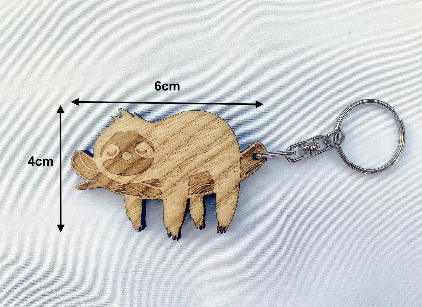 Wood Sloth Keychain