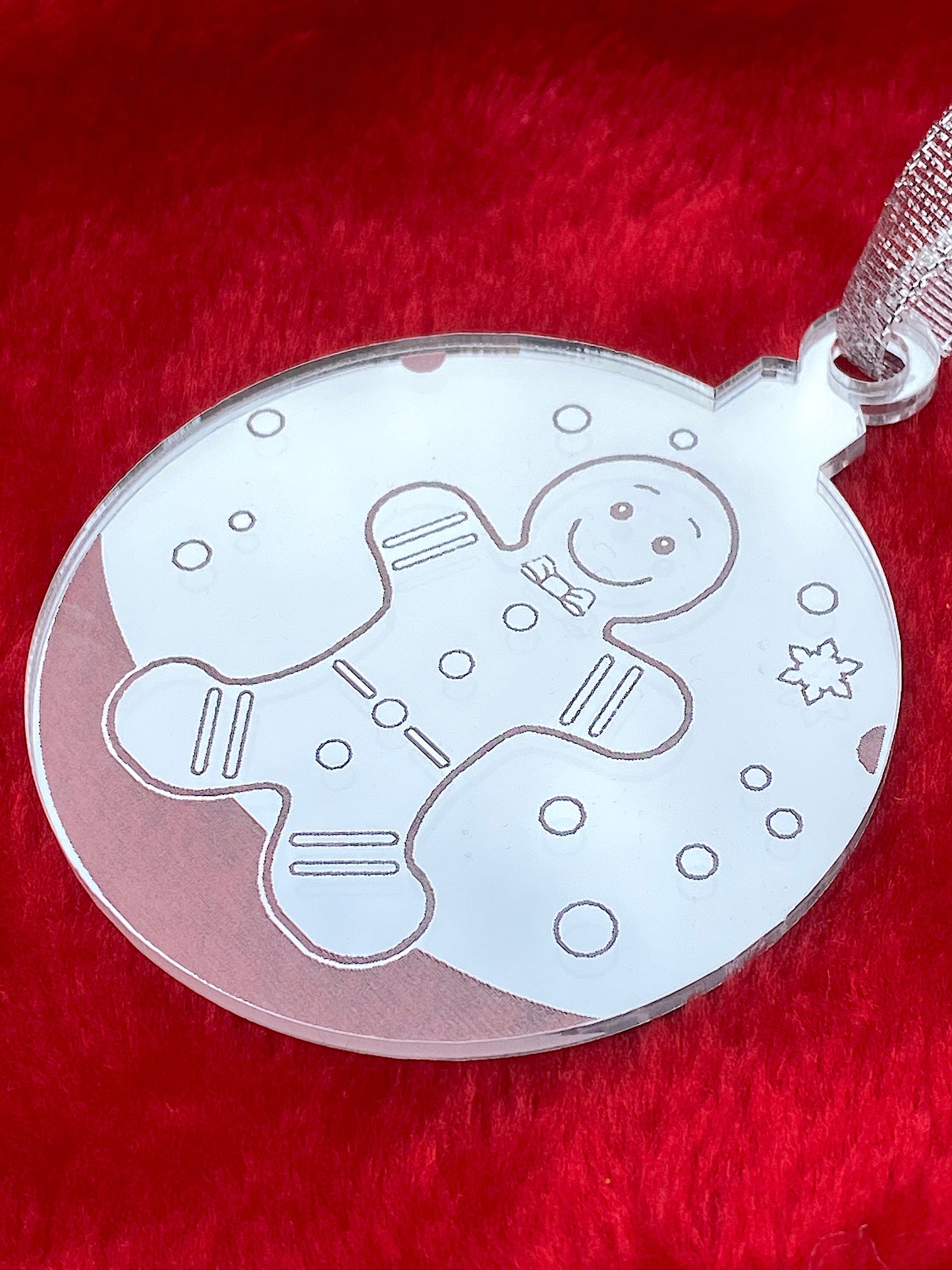 Gingerbread Man Mirror Acrylic Bauble – Christmas Tree Ornament