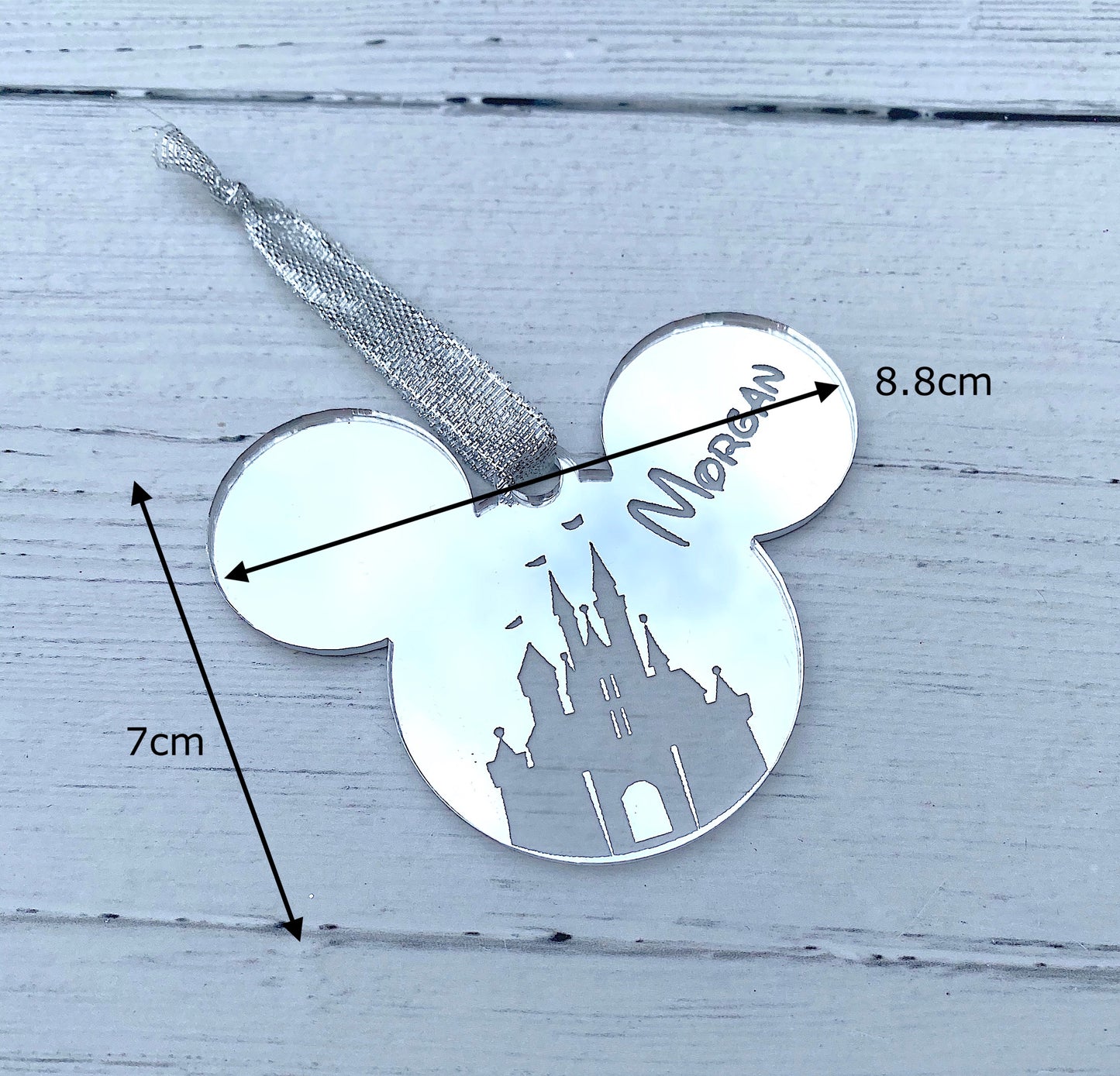 Personalised Silver Mirrored Acrylic Mouse Decoration