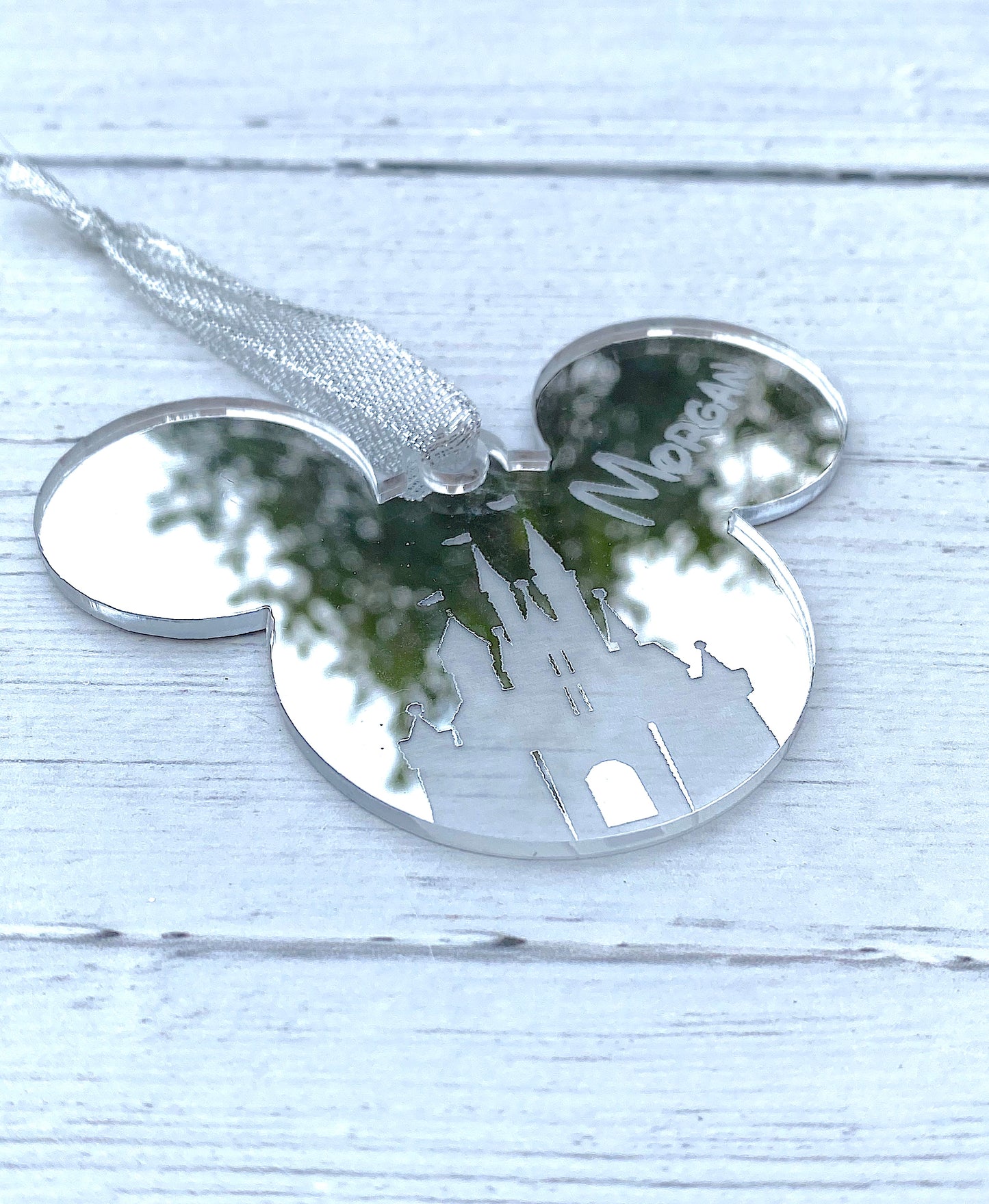 Personalised Silver Mirrored Acrylic Mouse Decoration