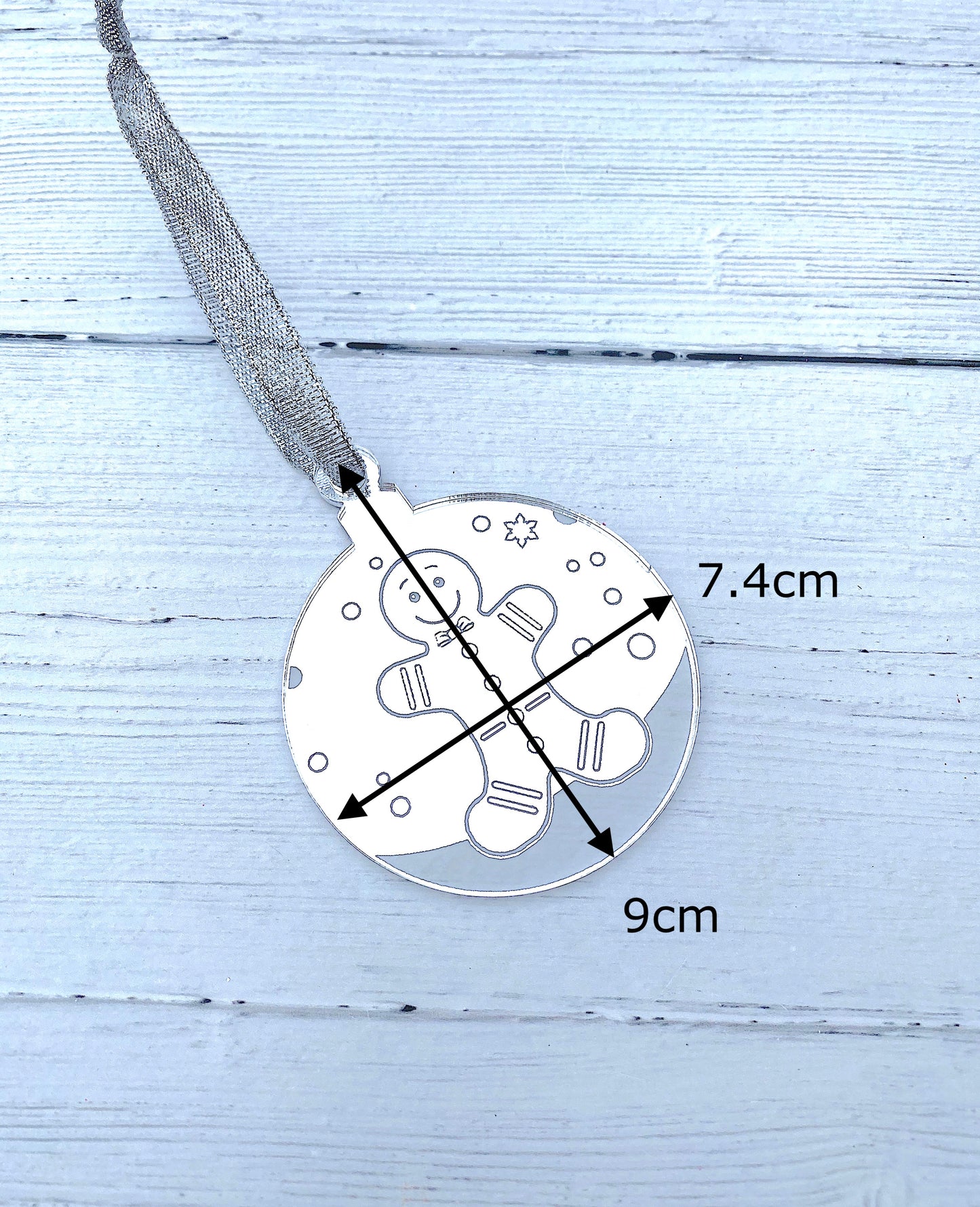 Gingerbread Man Mirror Acrylic Bauble – Christmas Tree Ornament