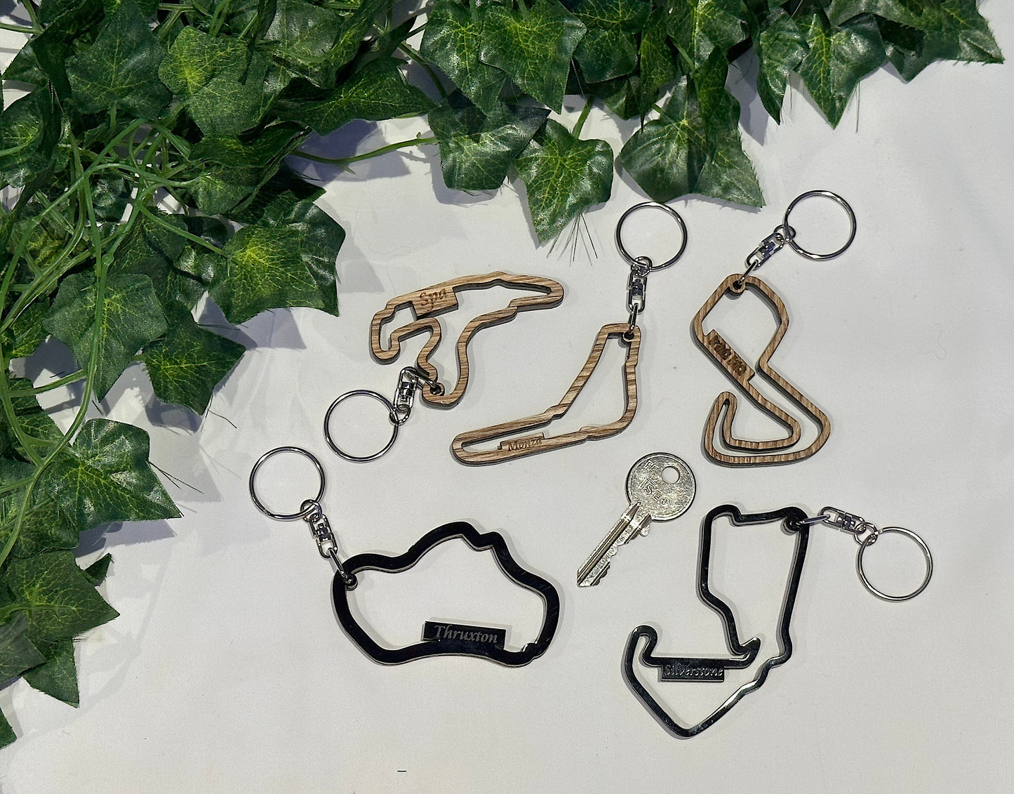 Wood/Acrylic Race Track Keychain