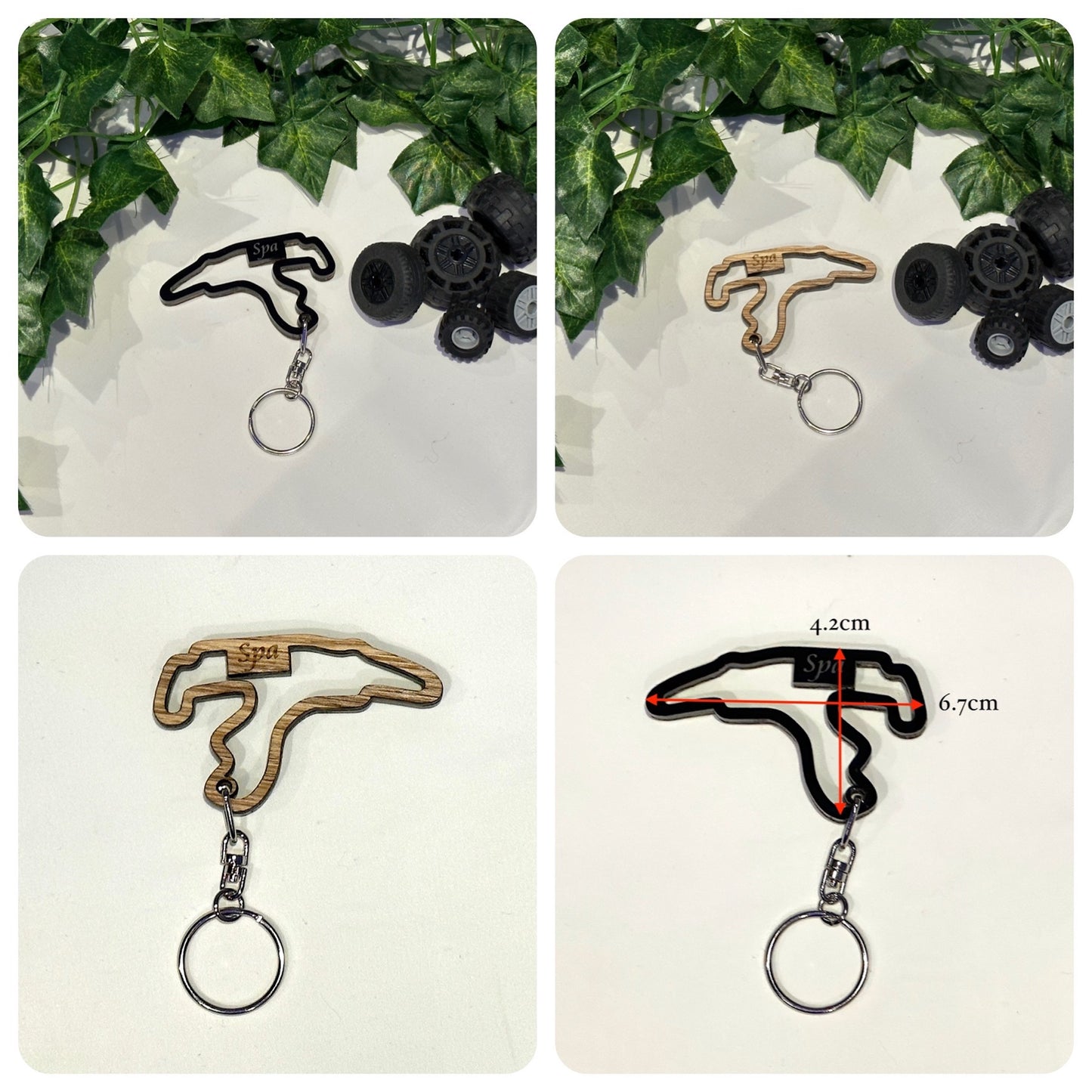 Wood/Acrylic Race Track Keychain