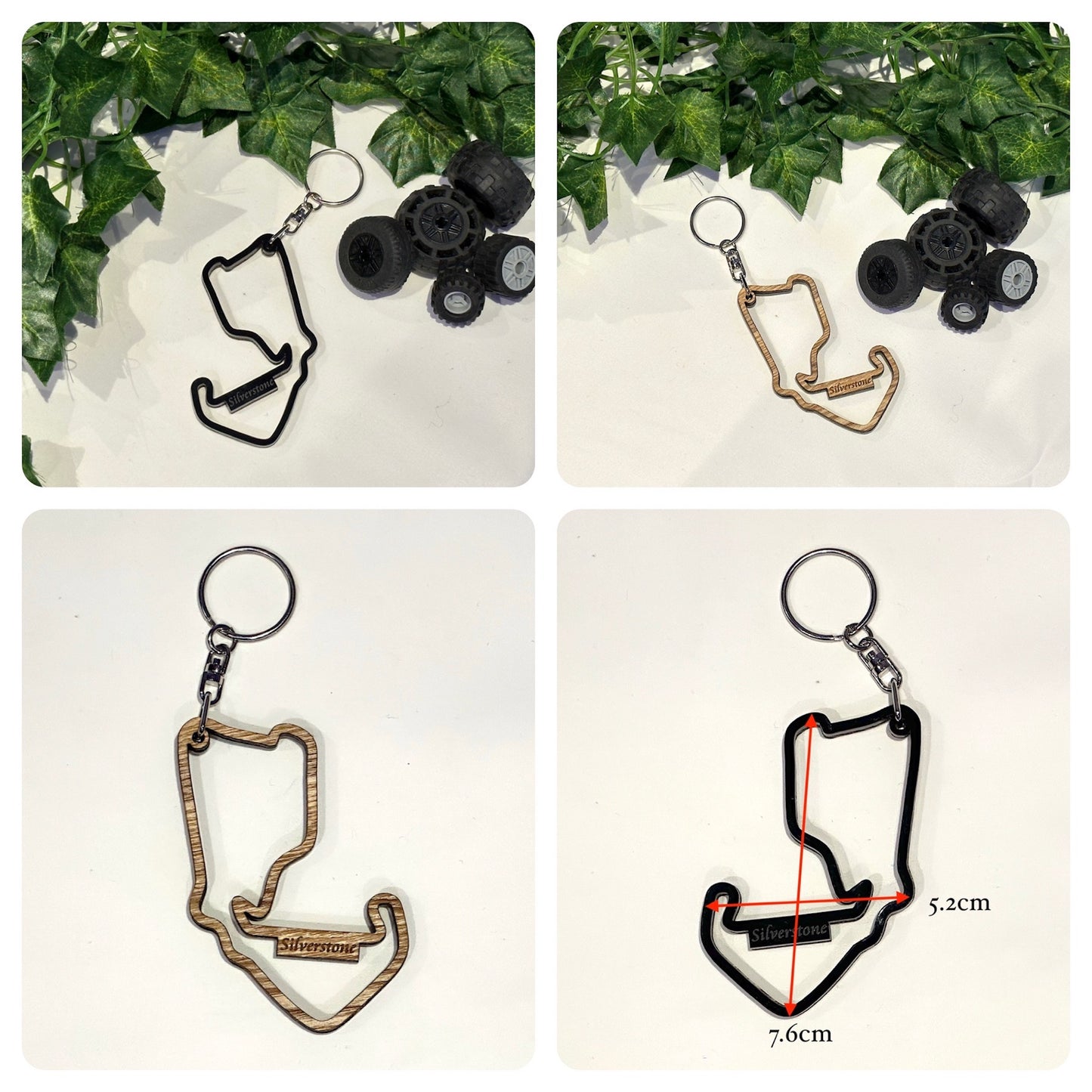 Wood/Acrylic Race Track Keychain