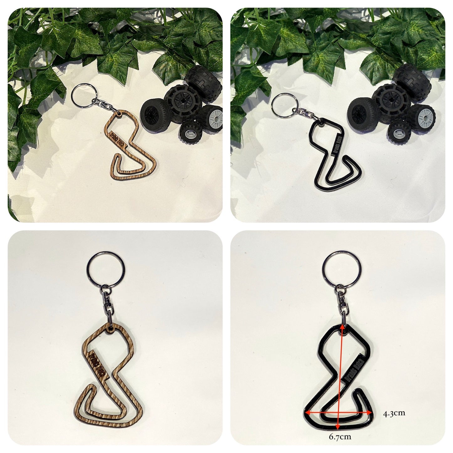 Wood/Acrylic Race Track Keychain