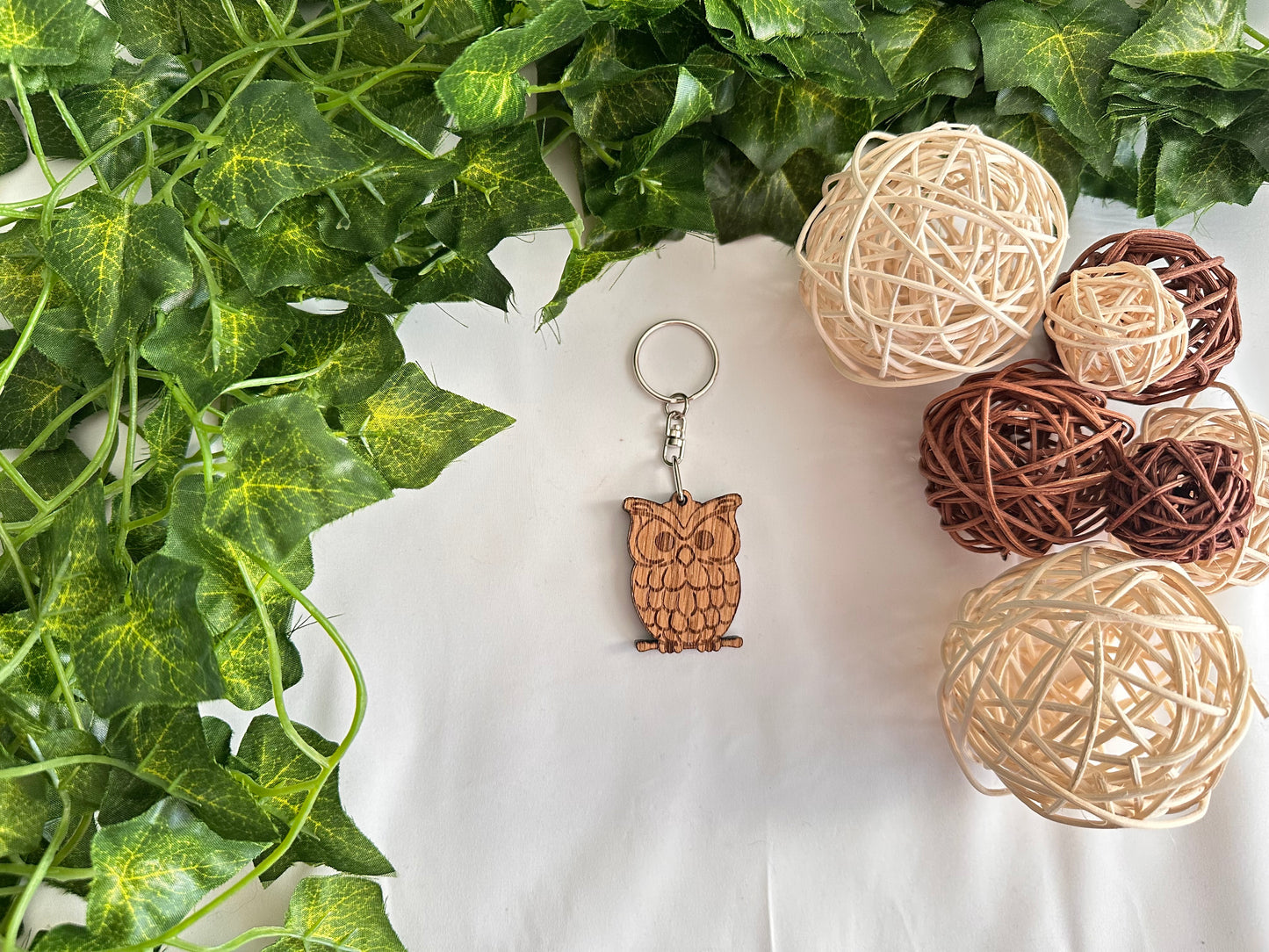 Wood Owl Keyring