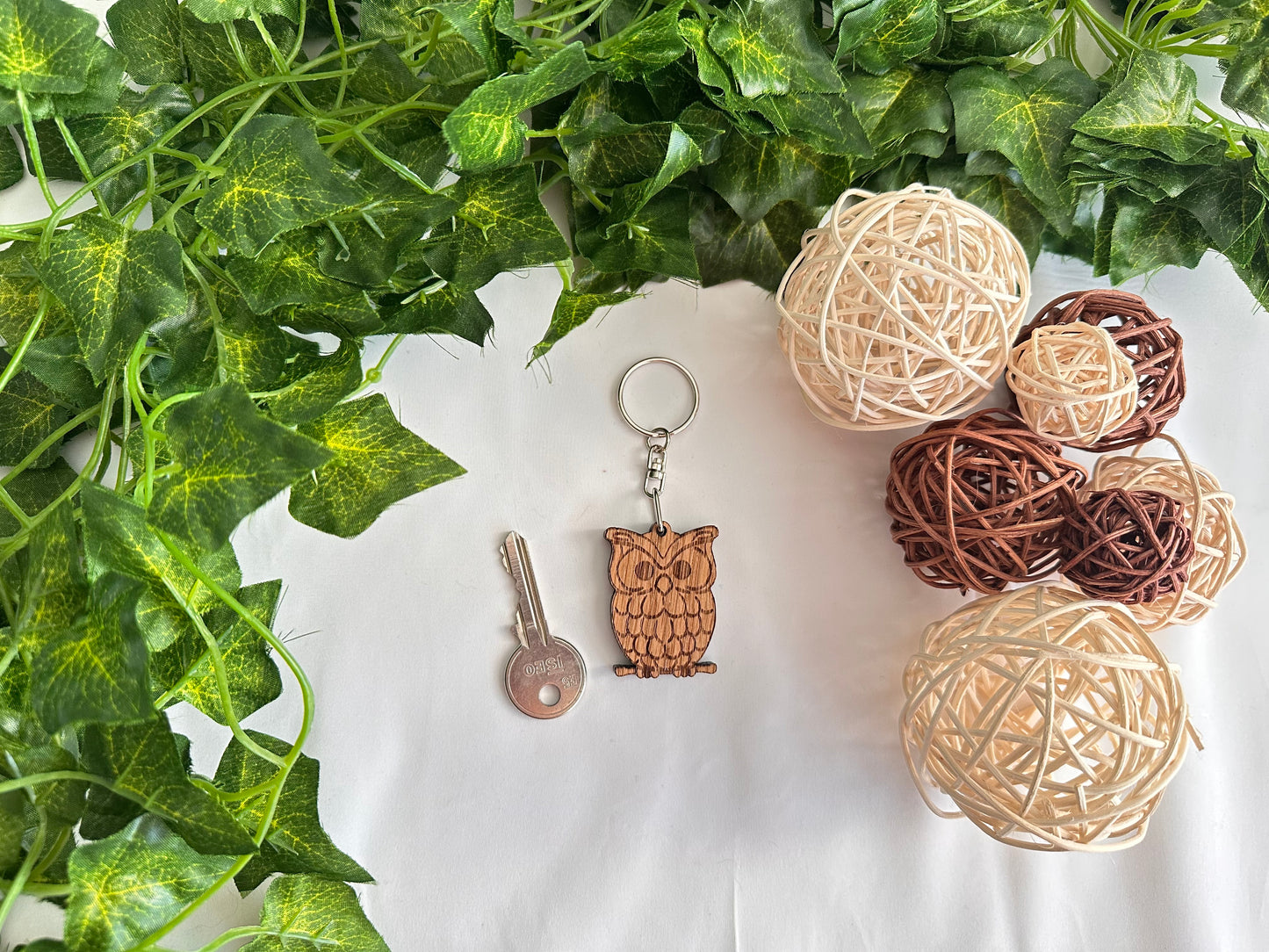 Wood Owl Keyring
