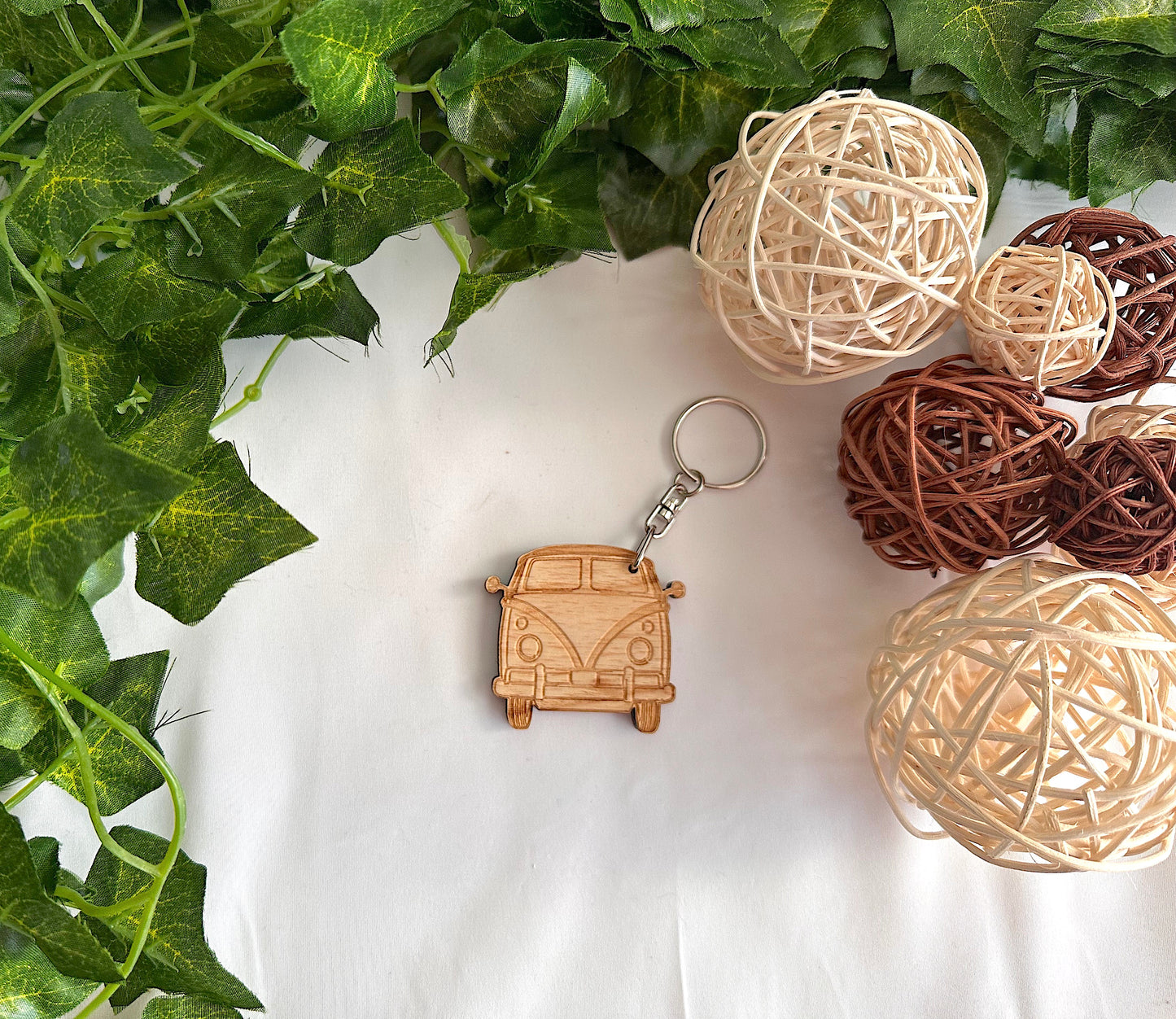 Wooden Camper Van Keyring