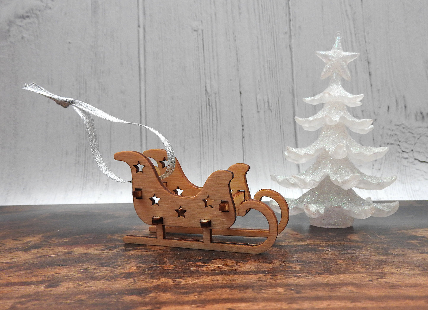 Mini Wood Sleigh Christmas Decoration