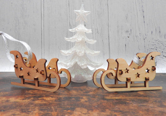 Mini Wood Sleigh Christmas Decoration