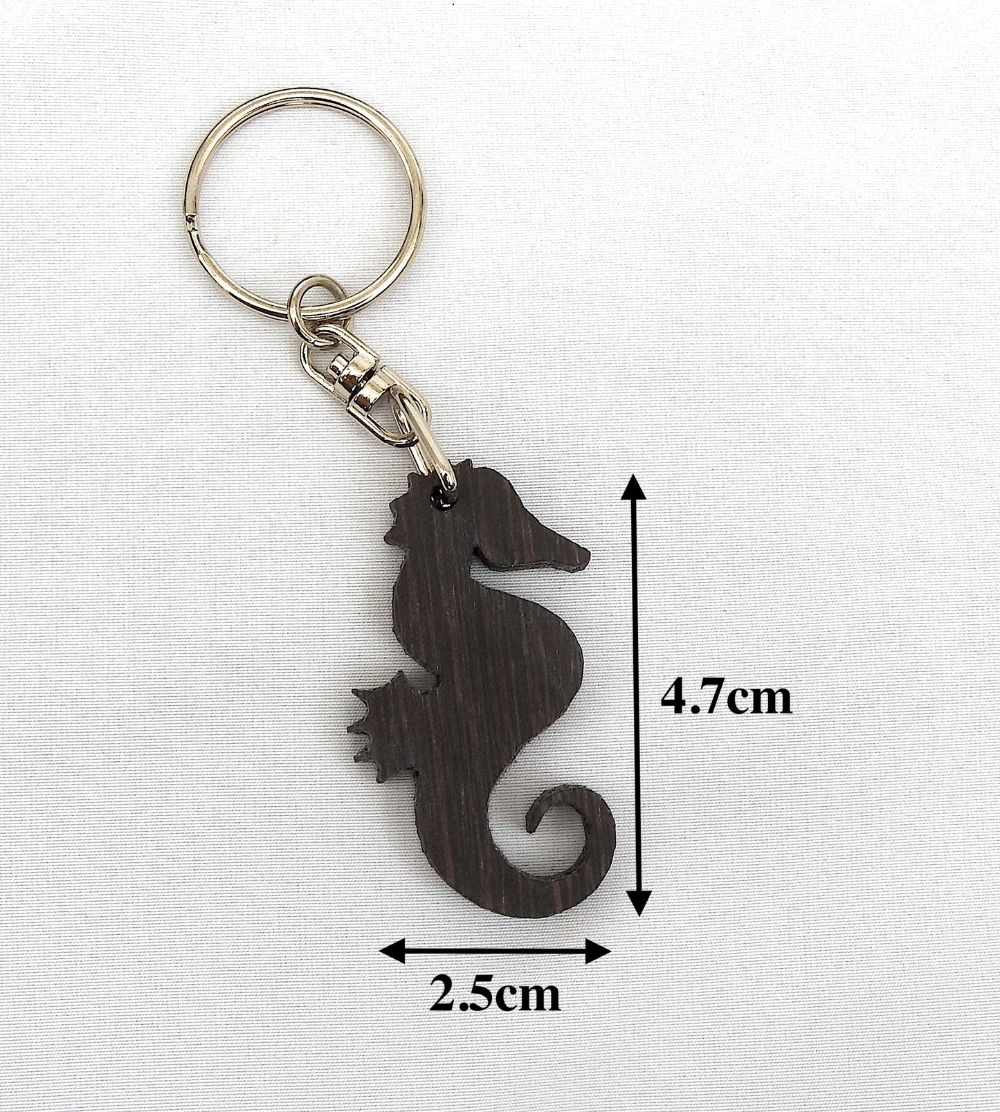 Wood Seahorse Keychain
