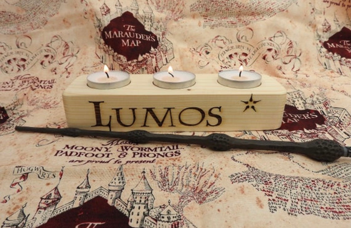Wood Lumos Candle Holder – Magical Home Decor Gift