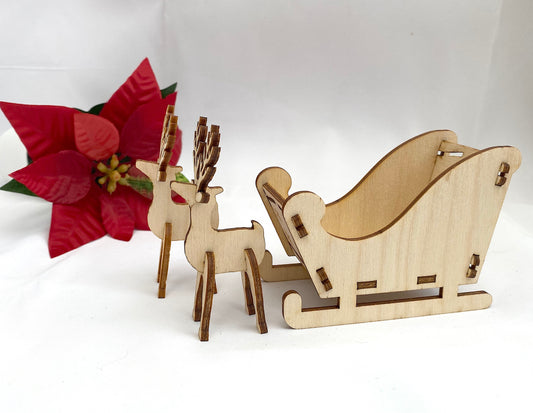 Make & Decorate Your Own Wooden Sleigh and Reindeers – Christmas Craft Kit
