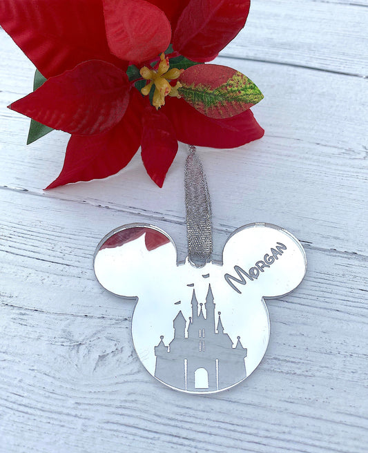 Personalised Silver Mirrored Acrylic Mouse Decoration