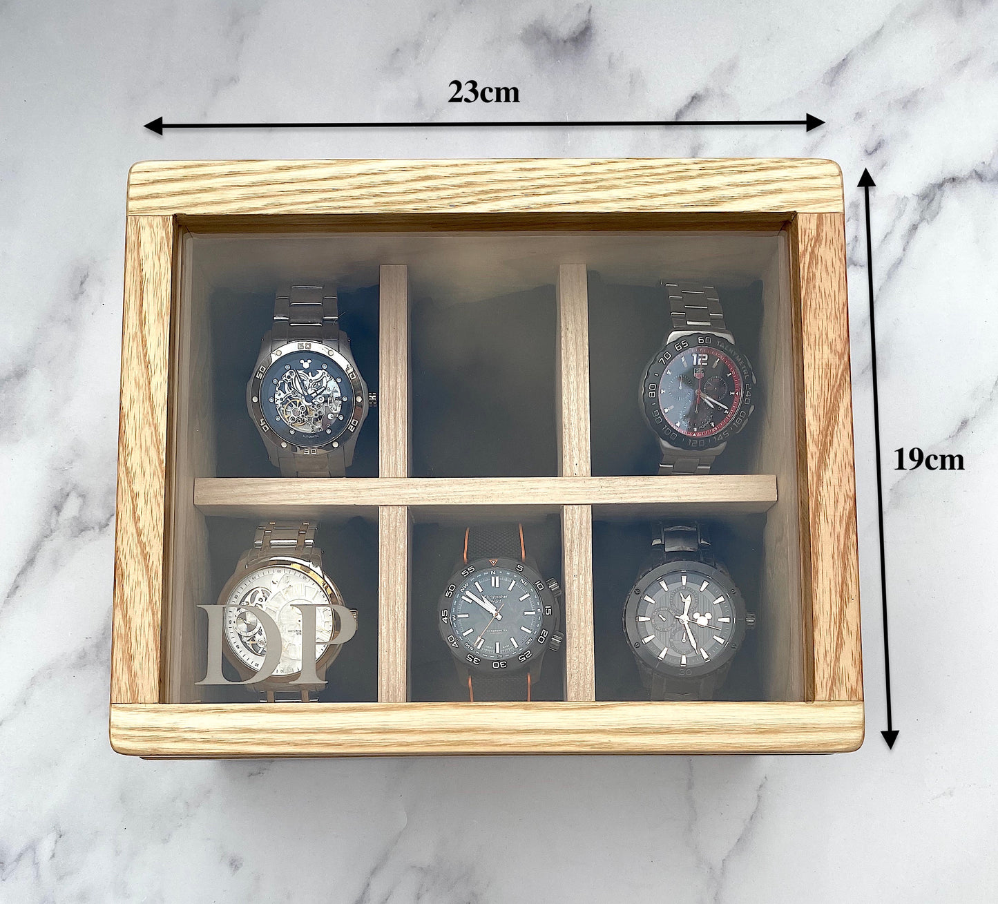 Personalised Wooden Watch Box for 6 Watches – Engraved Luxury Watch Storage Case